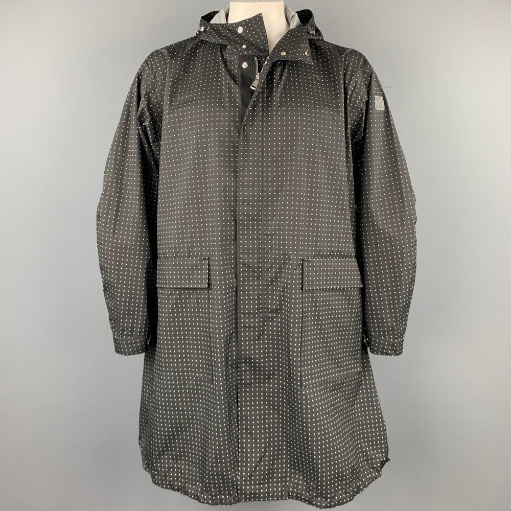 PAUL & SHARK Size M Black & White Dots Polyester / Nylon Oversized Raincoat